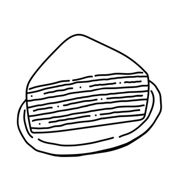 Slice of Matcha Layer Cake Coloring Page Illustration