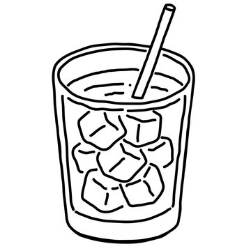 Illustration of Matcha Drink with Ice Cubes Coloring Page 