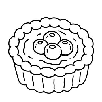 Matcha Blueberry Tart Coloring Page Illustration