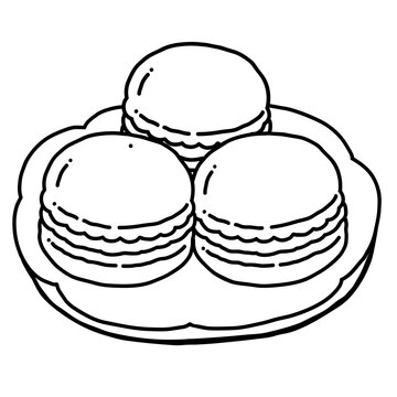 Macarons on a Plate Coloring Page Illustration