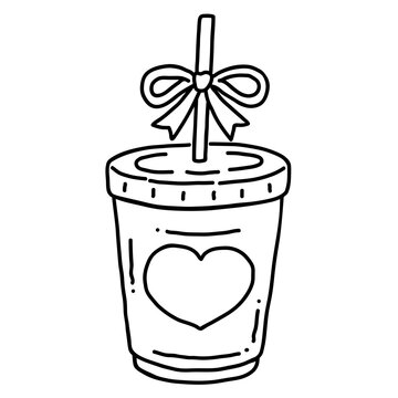 Cute Matcha Latte Drink Coloring Page Illustration