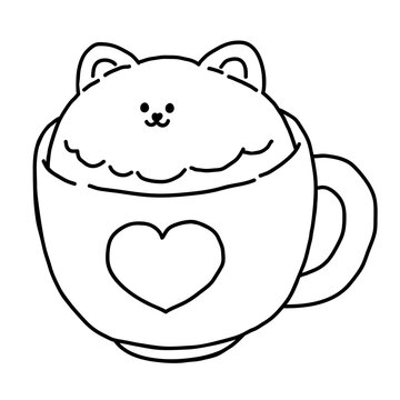 Kawaii Dog Matcha Ice Cream Coloring Page Illustration