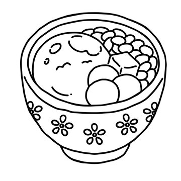 Matcha Red Bean Ice Cream Coloring Page Illustration