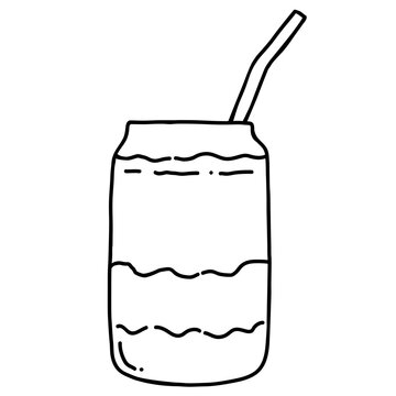 Matcha Strawberry Drink Coloring Page Illustration