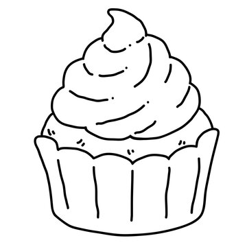 Handdrawn Matcha Cupcake Coloring Page Illustration