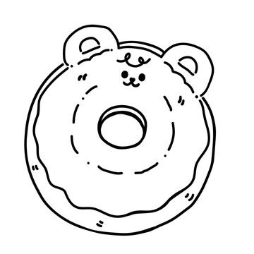 Cute Matcha Donut Coloring Page Illustration