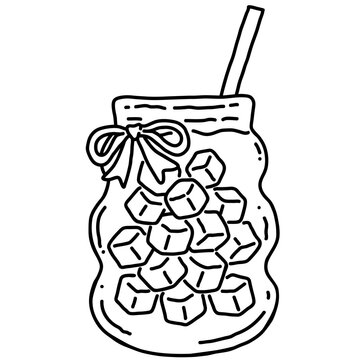 Ice Matcha Latte Drink Coloring Page Illustration