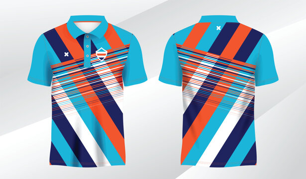 blue mix colorful polo sport shirt sublimation jersey template