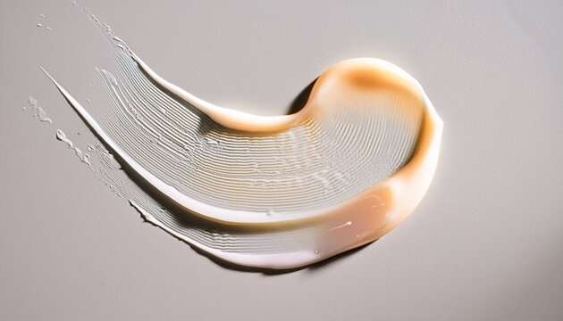 samples of cosmetic care products smear of cream and gel texture on a light background