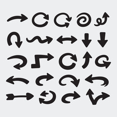 Fototapeta premium Arrow Silhouette Vector Icons – 20 Directional Symbol Pack
