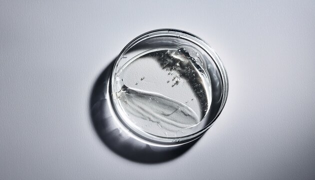 cosmetic sample of transparent gel texture on light background