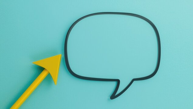 Yellow speech bubble pointer on a blue background