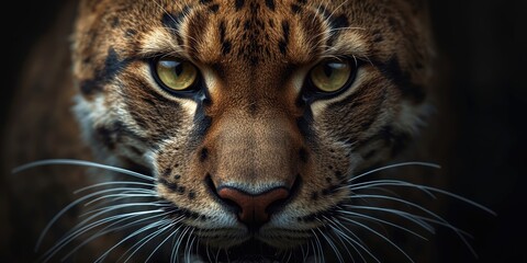 Obraz premium Close-up of a leopard's face with intense gaze