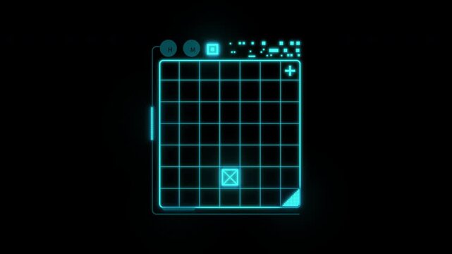 Futuristic digital grid interface with glowing data tracking points animation.