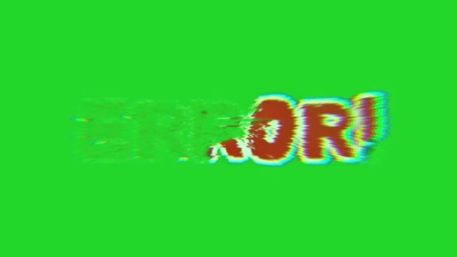 Glitched Error Text Animation with Chromatic Aberration on Green Screen
