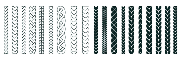 Rope Brush Set Featuring Knit Patterns, Twisted Rope Collections And Seamless Decorative Vector Brushes For Adobe Illustrator And Graphic Design. © ABUBOKKORsiddik