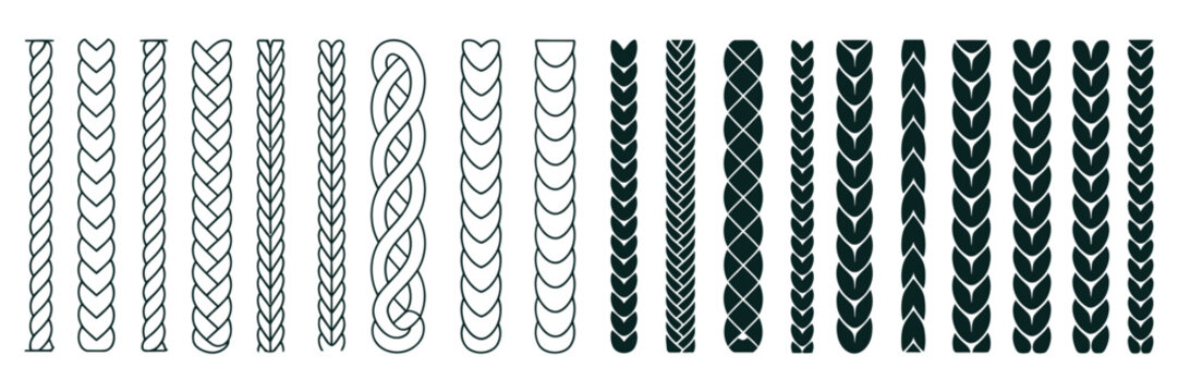 Rope Brush Set Featuring Knit Patterns, Twisted Rope Collections And Seamless Decorative Vector Brushes For Adobe Illustrator And Graphic Design.