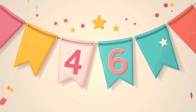 Festive Flag Garland with Number 46 for Birthday and Anniversary Party