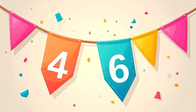 Festive Flag Garland with Number 46 for Birthday and Anniversary Party