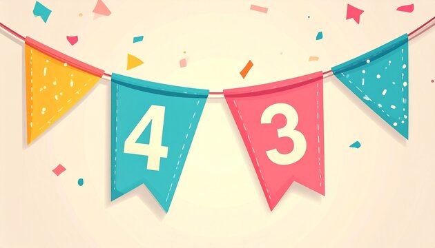 Festive Flag Garland with Number 43 for Birthday and Anniversary Party