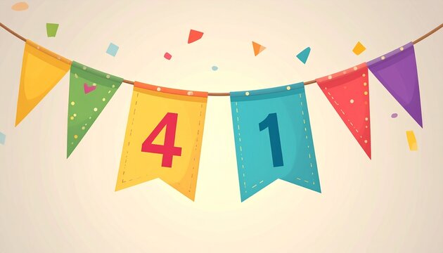 Festive Flag Garland with Number 41 for Birthday and Anniversary Party