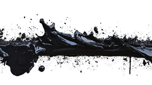 A dark fluid splashes up dramatically, creating a dynamic and abstract display