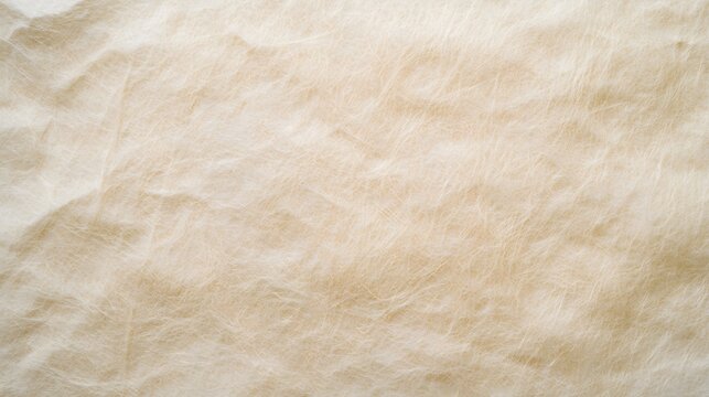 Elegant beige mulberry paper texture background with soft fibrous organic details and natural wrinkled surface for minimal artistic design projects, high resolution copy space for creative graphic