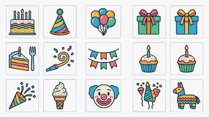 Naklejka premium Illustrated Birthday Party Celebrations.