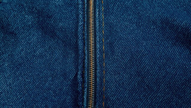Close-up of a denim fabric with a zipper detail