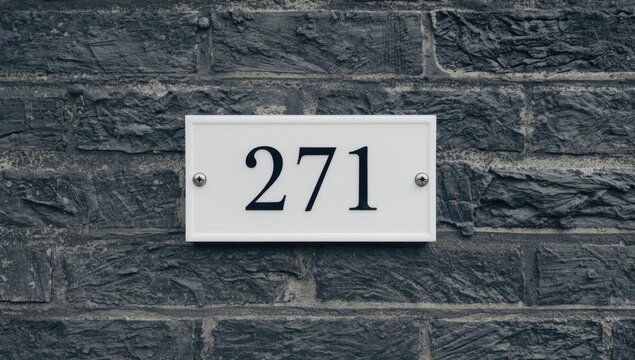 House number 271 on a textured gray stone wall