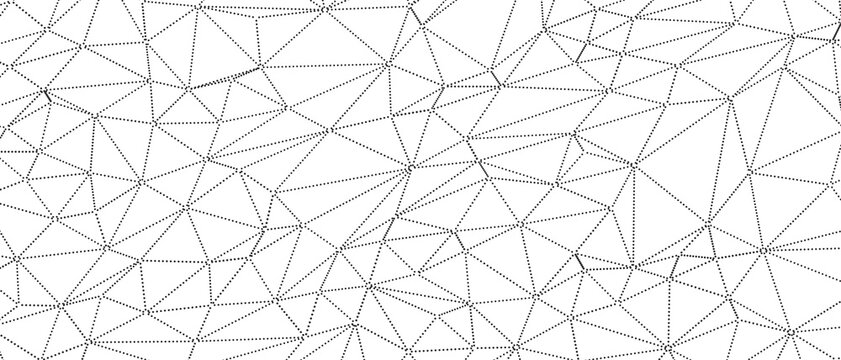 Clean abstract geometric pattern with dotted triangulation lines on white background.