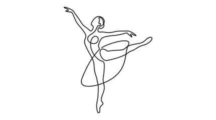 Elegant ballerina dancing in a single line art style © islamic