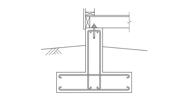 Concrete T-Footing Foundation Detail and Floor Framing Construction Section Drawing