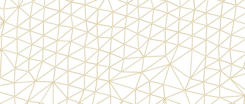 Elegant abstract golden geometric pattern with triangle shapes on a white background, seamless textu