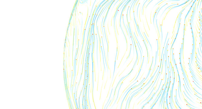 Abstract background with flowing curved lines and small dots, suggesting movement and connection.
