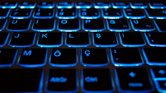 Macro View of Illuminated Computer Keyboard