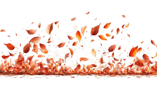 Animated autumnal scene. Falling, swirling, brown and orange leaves against black