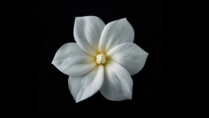 Fototapeta premium White flower with six petals on a black background