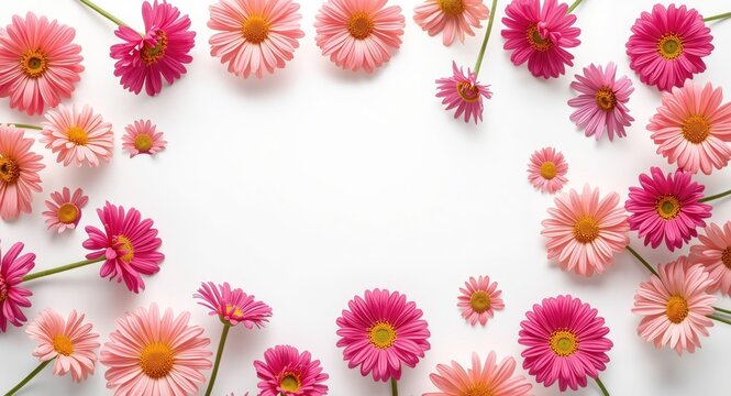 White backdrop featuring vibrant Transvaal Daisy flowers with ample copy space
