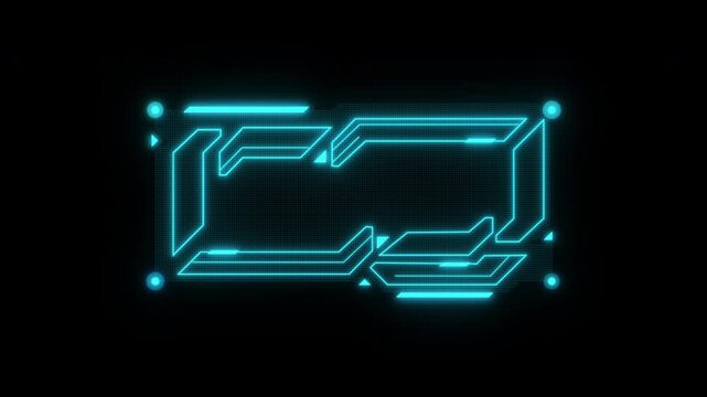 Futuristic Glowing Blue Digital HUD Frame Element Animation.