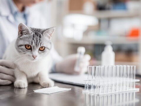 laboratory tests for cats at a veterinary clinic