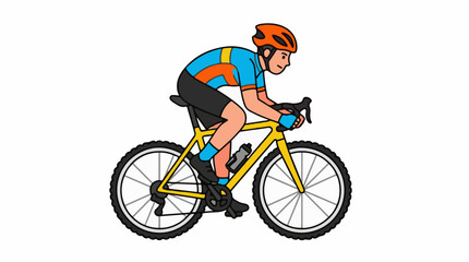 Fototapeta premium A cyclist rides a yellow bicycle
