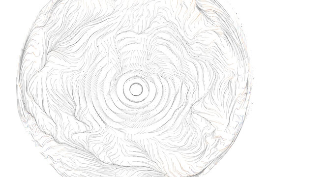 Intricate abstract sphere with swirling lines resembling topographic map contours.