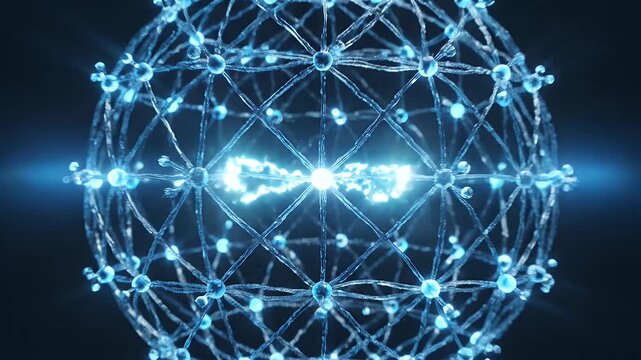 Abstract depiction of a glowing, interconnected molecular structure, symbolizing digital networks and scientific advancement