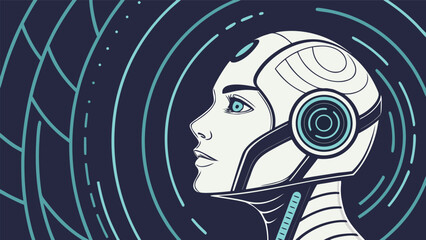 Woman Silhouette Profile in Moonlit Night Sky with Creative Mind Brain Concept Vector Illustration Symbolizing Ideas Love Technology and Imagination © Mdalaminislam