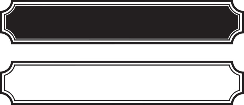 Horizontal frame banner in solid and outline designs, decorative plaque