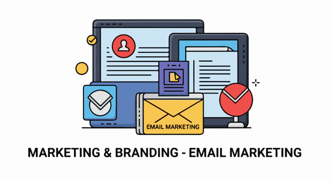 Email marketing digital communication concept.