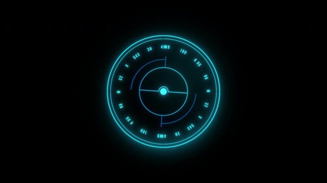 Futuristic Glowing Digital Compass HUD Interface Animation.