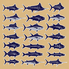 Obraz premium Collection of various fish species.