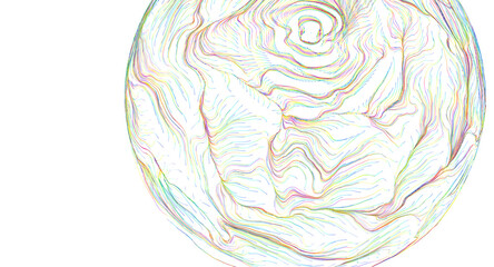 Fototapeta premium Whimsical sphere illustration with vibrant rainbow streams flowing organically across surface